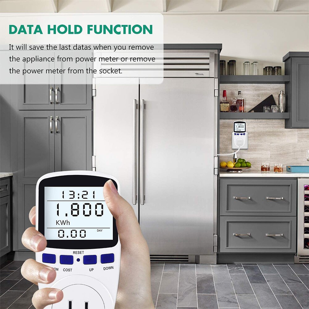 Digital LCD Energy Meter Wattmeter Socket Wattage Kwh Energy Meter Wattmeter Energy Meter Watt Cost Monitor Power Analyzer