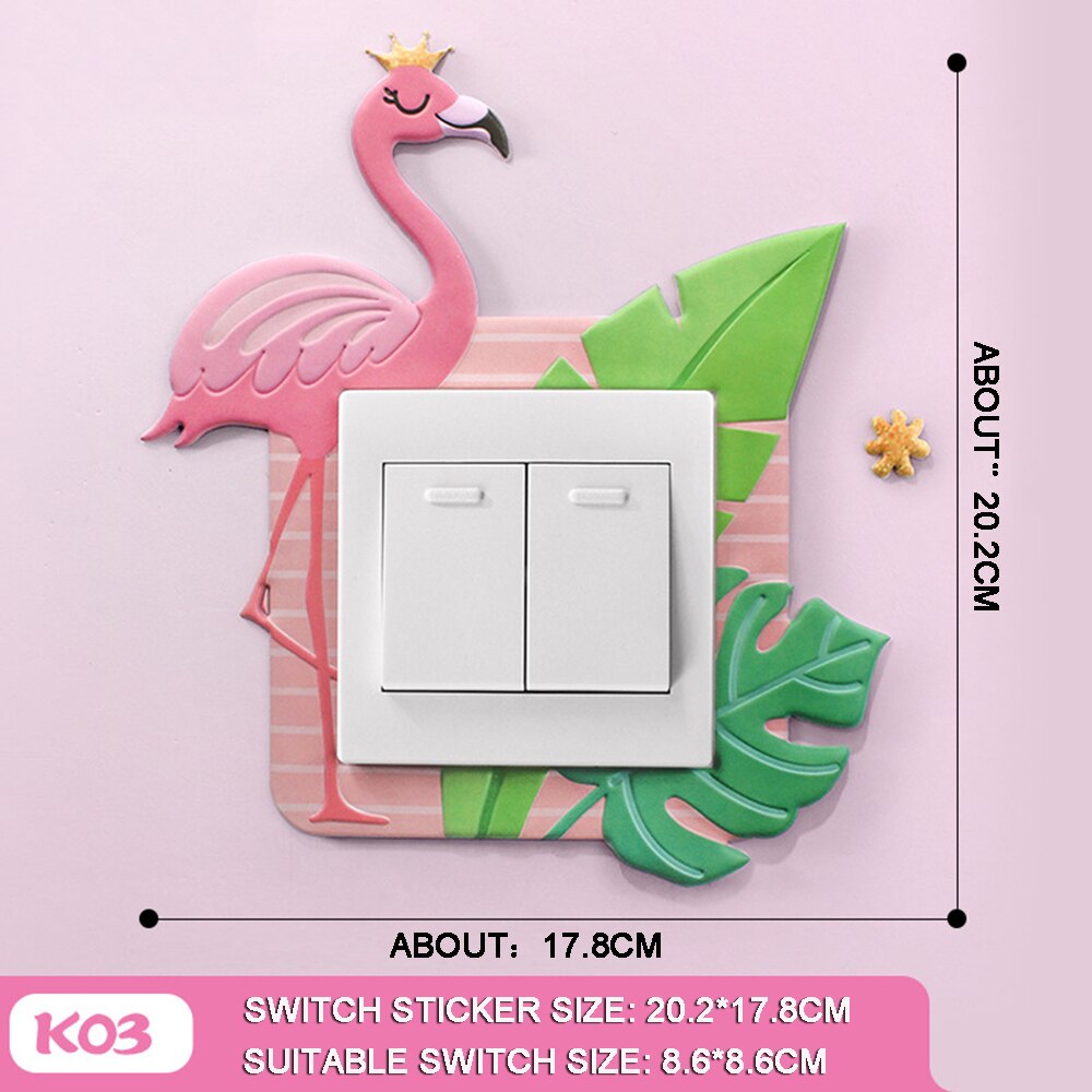 3D cartoon style switch sticker Home Decor Kids Room Decoration Stickers With Fairy Tale Animal Style Luminous Wall Sticker: K03