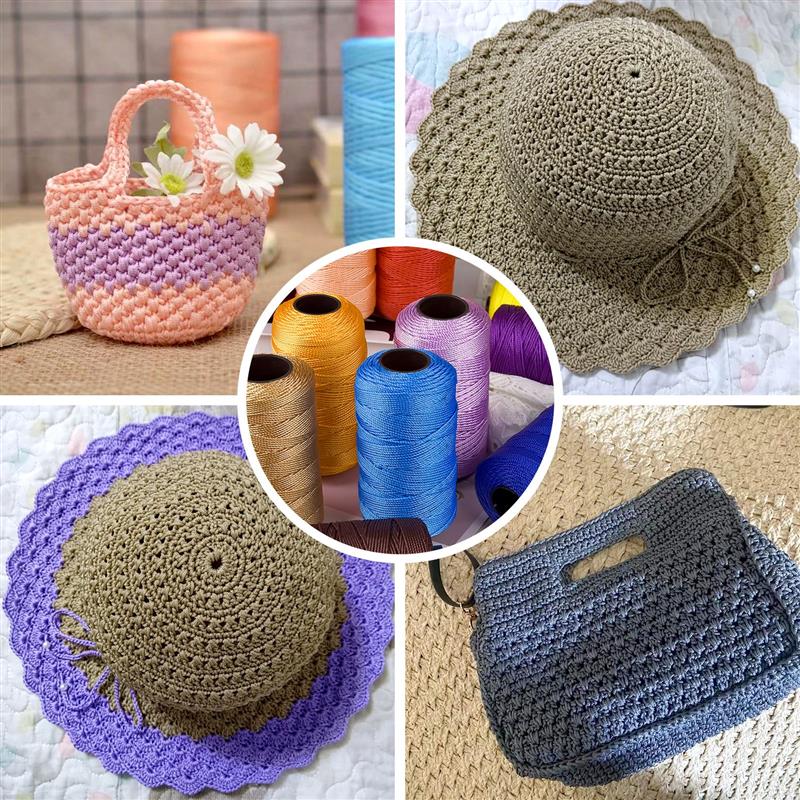 DIY Craft Crochet Thread Ice Silk Yarn Art Yarn Cord 1.5mm Polypropylene Yarn For Hat Doll Sewing Bags Basket Crochetin Thread
