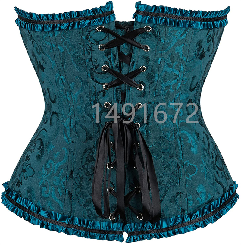 Sapubonva-corsé de talla grande para mujer, Top Sexy, corpiño, sobre el pecho, corsé de brocado gótico Floral, rosa roja