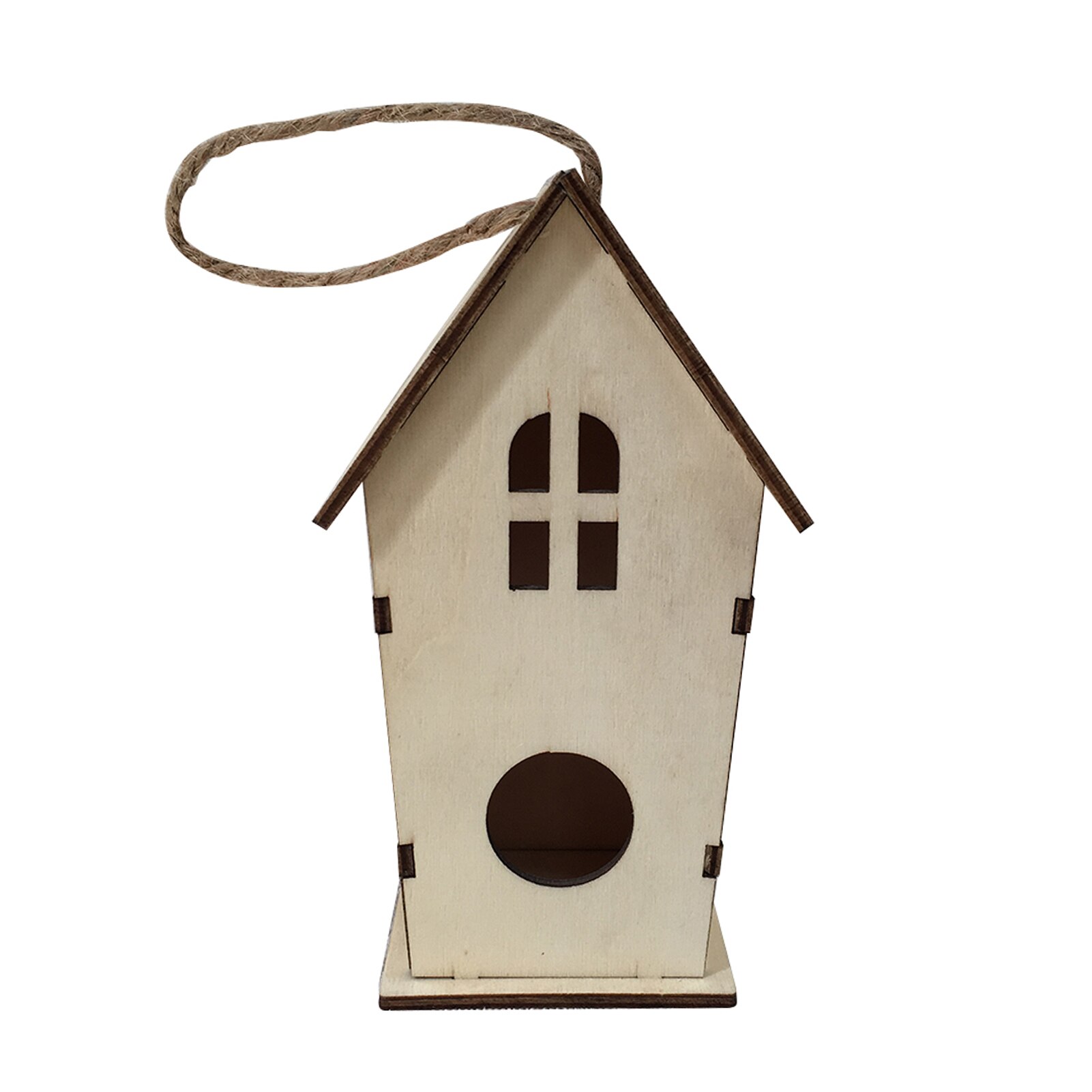 Outdoor Wooden Bird House Hanging Tree Hand-painted Kids DIY Home Garden Decoration Detachable Nest Craft For Outside