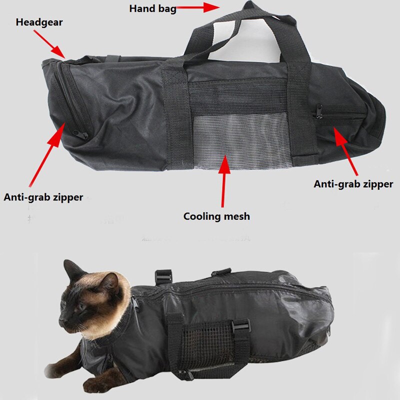 1Pcs Kat Grooming Tas Terughoudendheid Tas Katten Nail Knippen Cleaning Grooming Tas Huisdier Supply Cat Carriers