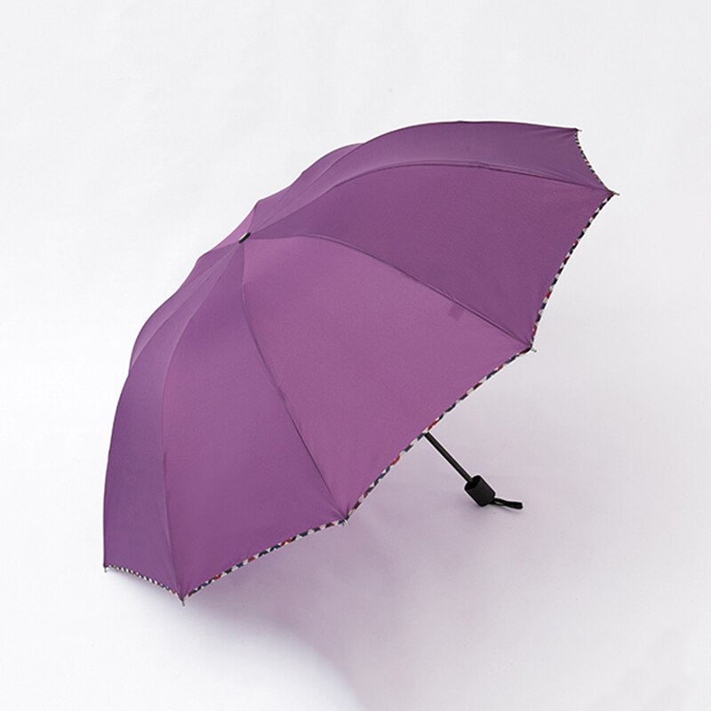 125CM Big Top Umbrella Men Rain Woman Windproof Large Umbrellas Male Women Sun 3 Folding Big Umbrella Outdoor Parapluie: Purple