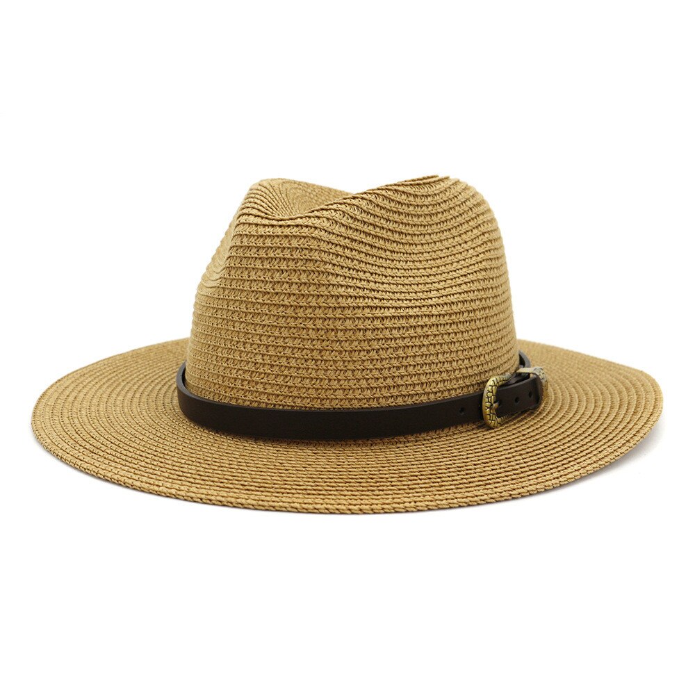 Chapeau large Vintage pour hommes et femmes, avec boucle de ceinture, chapeaux d'extérieur réglables, chapeau de paille respirant et léger pour femmes,