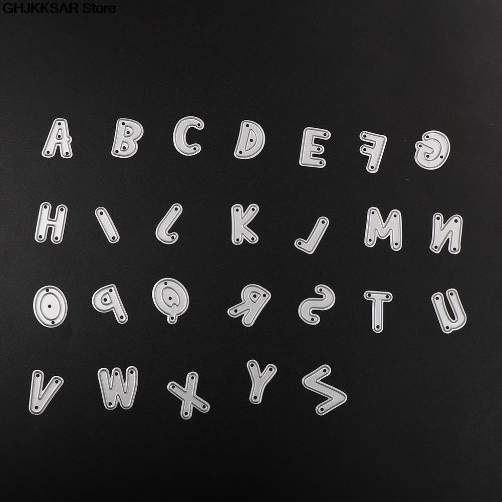 26pcs Alphabet Letters Decoration Metal Steel Frames Cutting Dies DIY Scrap Booking Photo Album Embossing Paper Cards 2.1*1.3cm