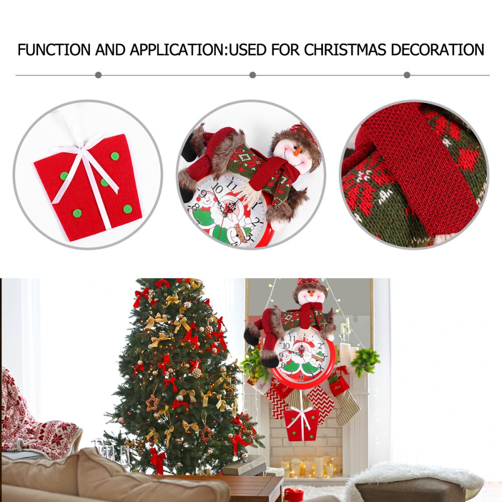 Cartoon Snowman Wall Clock Xmas Wall Clock Wall Clock Decor Christmas Clock Without Battery