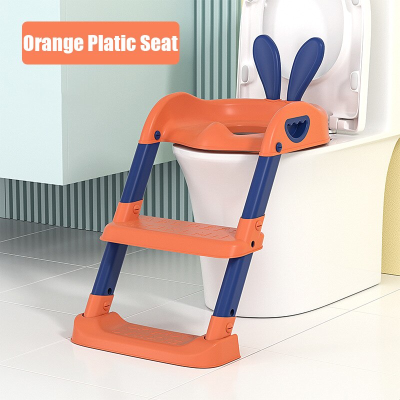 Baby Toiletzitting Met Verstelbare Ladder Zuigeling Wc Training Klapstoel Training Baby Zindelijkheidstraining Seat Kinderen Potje: 2Orange plastic seat