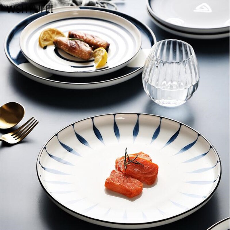 Japanese-style ceramic dinner plate serving dish cake disc western-style steak dish kitchen board snack dish salad bowl