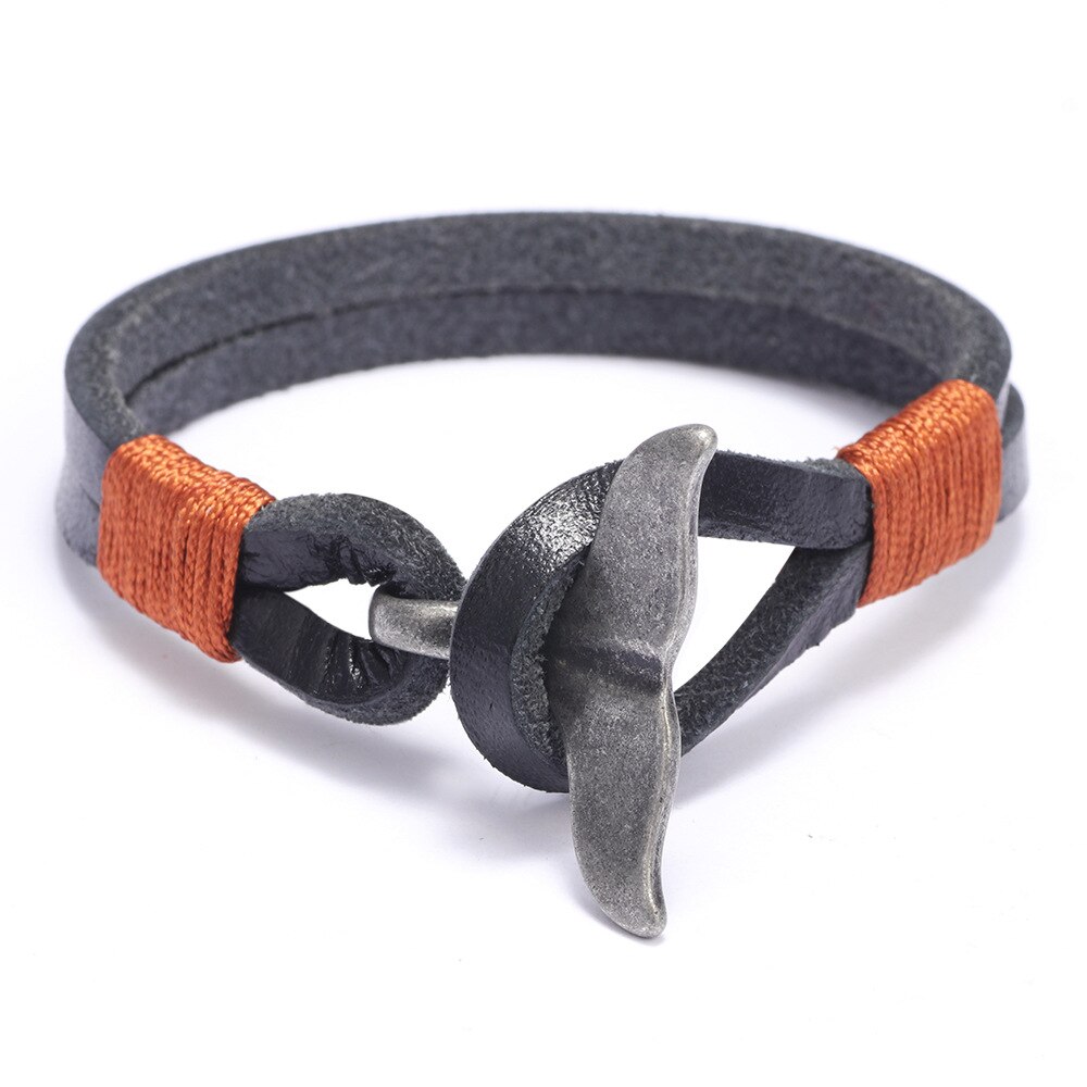 Pulsera de estilo vikingo gitano para hombre, brazalete trenzado, varias capas, cuerda roja, hecho a mano: Leather Black