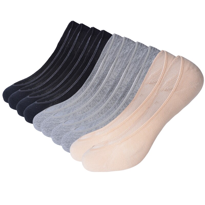 Katoenen Sokken Zomer Herfst Effen Kleur Leuke Boot Sokken Mode Laag Ademend Enkel Hak Sokken Vrouwen Meisjes Dunne Sok: 4Black 4Gray 2Nude