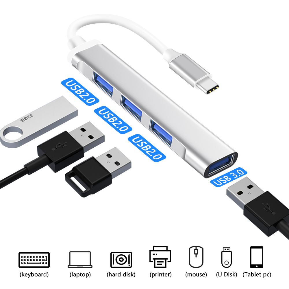 Tyyppi c usb c hub telakka 3.0 3.1 4 porttinen monijakaja sovitin otg lenovolle huawei xiaomi macbook pro 15 air pro tarvikkeet