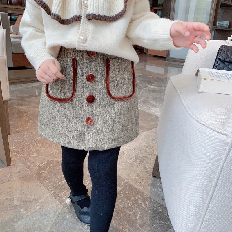 Gooporson Herbst Röcke für Mädchen Koreanische Wolle Tuch Kostüm Niedliche Kleine Mädchen Kostüm Neue Winter Warme Kleidung
