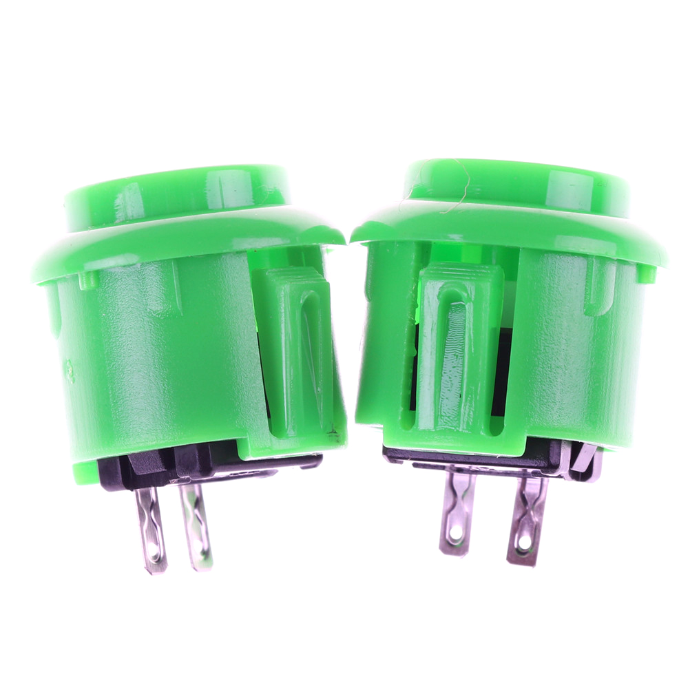 2Pcs Amusement Cabinet Games Machine's Accessory 24mm Arcade Push Buttons Round Push Button/arcade with switch: Green