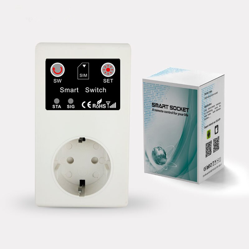 16A GSM SMS Smart Power Socket Outlet Temperature Sensor Controller Plug Intelligent Relay Switch Home Automation Remote Control