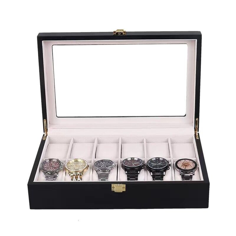 2/3/5/6/10/12 Slots Wood Watch Display Box Light Red Watch Boxes Case Mechancal Watch Storage Organizer Jewelry Holder: Orange