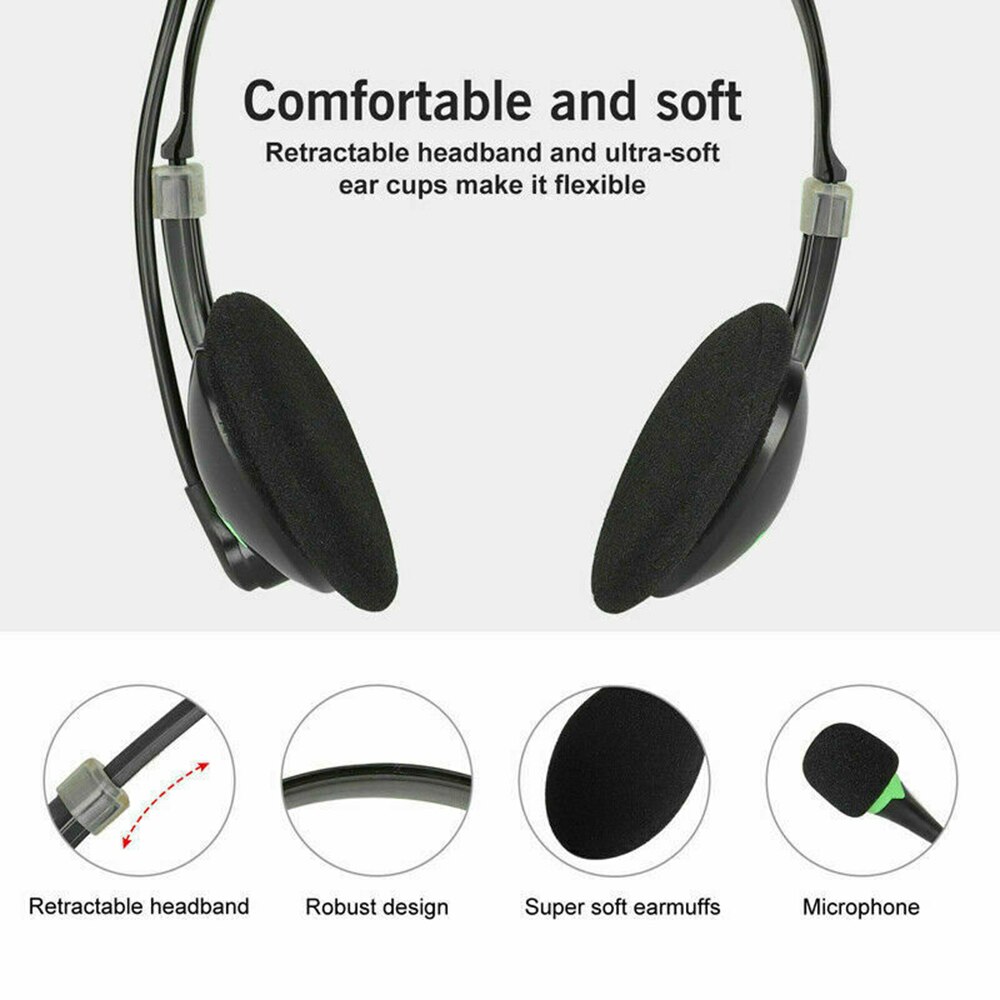 TRAVOR USB Noise Cancelling Microphone Headset Call Centre Stereo Wired Headset Office Traffic Headphones for PC Computer Laptop