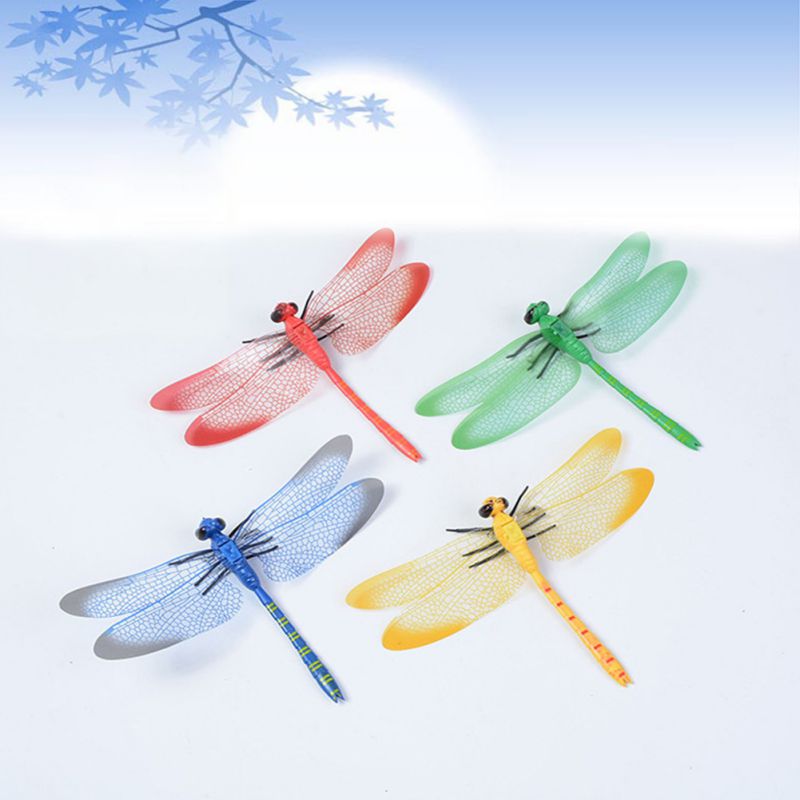 3D Dragonfly Garden Decoration Durable Artificial Dragonfly Garden Decoration Plant Lawn Decoration Outdoor ( 10pcs/Bag)