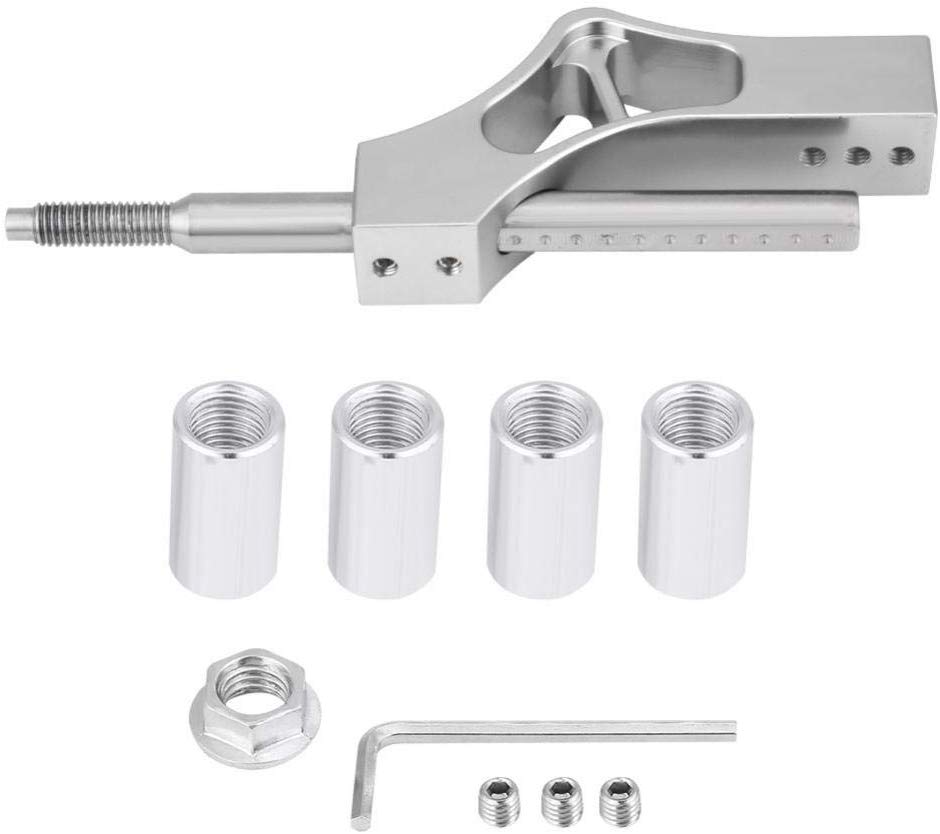 Universal Aluminium Adjustable Gear Shift Knob Extender Height Lever Extension Car Gear Shifter Extender with 8/10/12mm Adapters: Silver