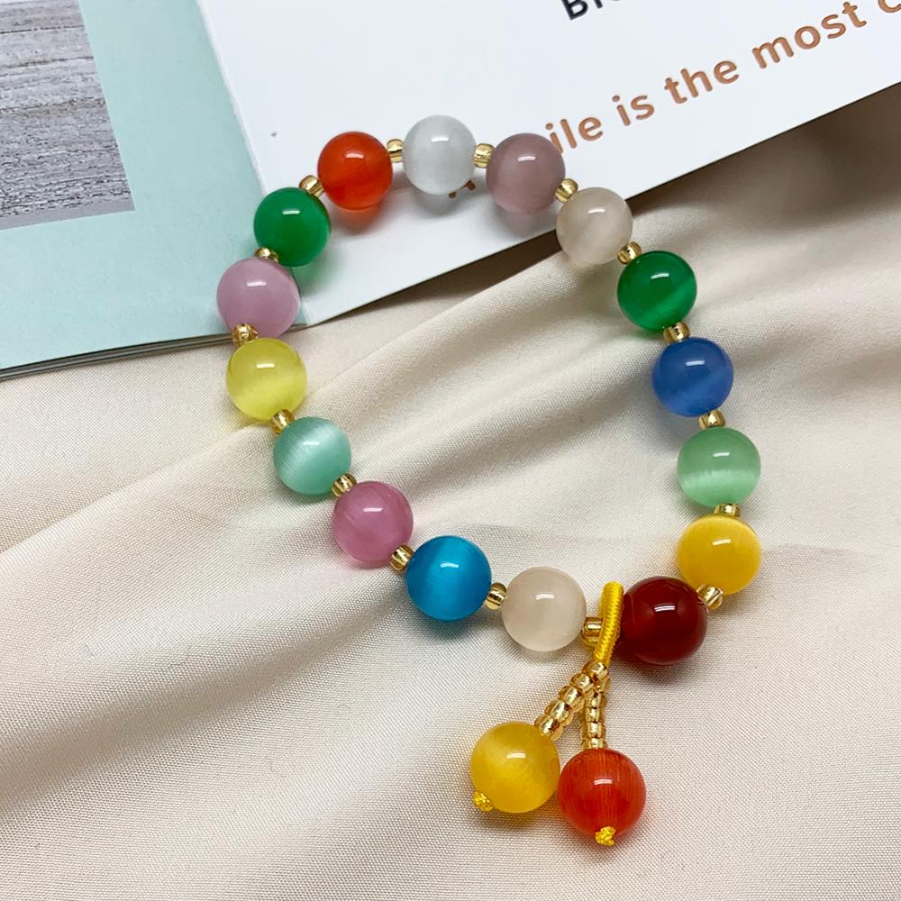 10mm Natural Stone Beaded Bracelet Multi-colored Jewelry for Women Bracelet Bangle for the Year: Multi Color