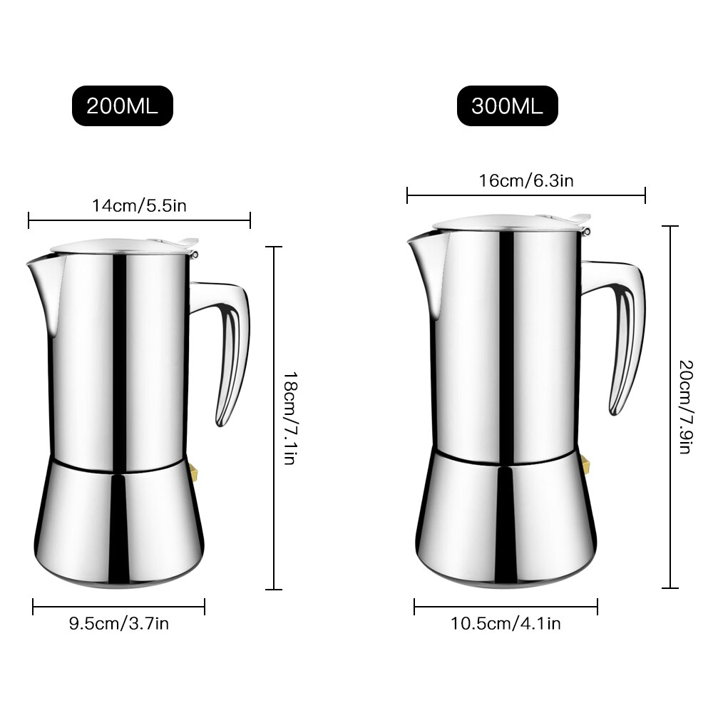 Trykk kaffetrakter espresso komfyrtopp rustfritt stål slitesterk moka cafeteira expresso perkolator gryte praktisk moka kaffekanne