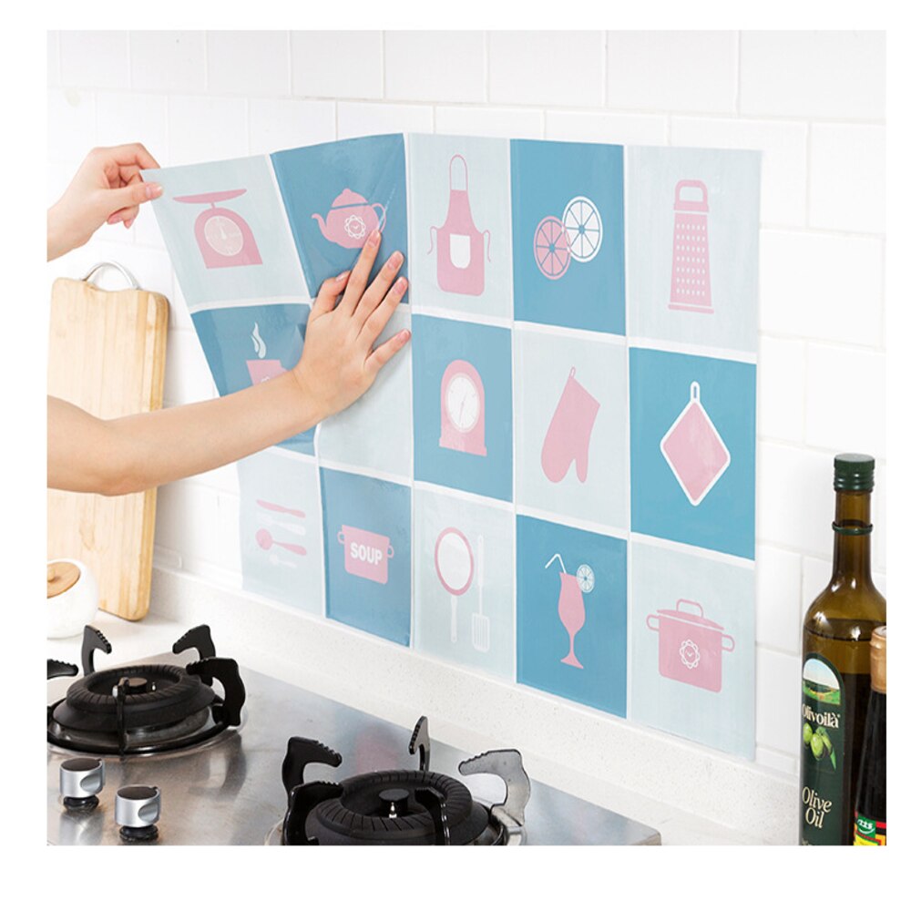 45x75cm Kitchenware Kitchen Oil-proof Wall Stickers Self-adhesive High Temperature Resistant Oil-proof Stickers Home Stove Tile