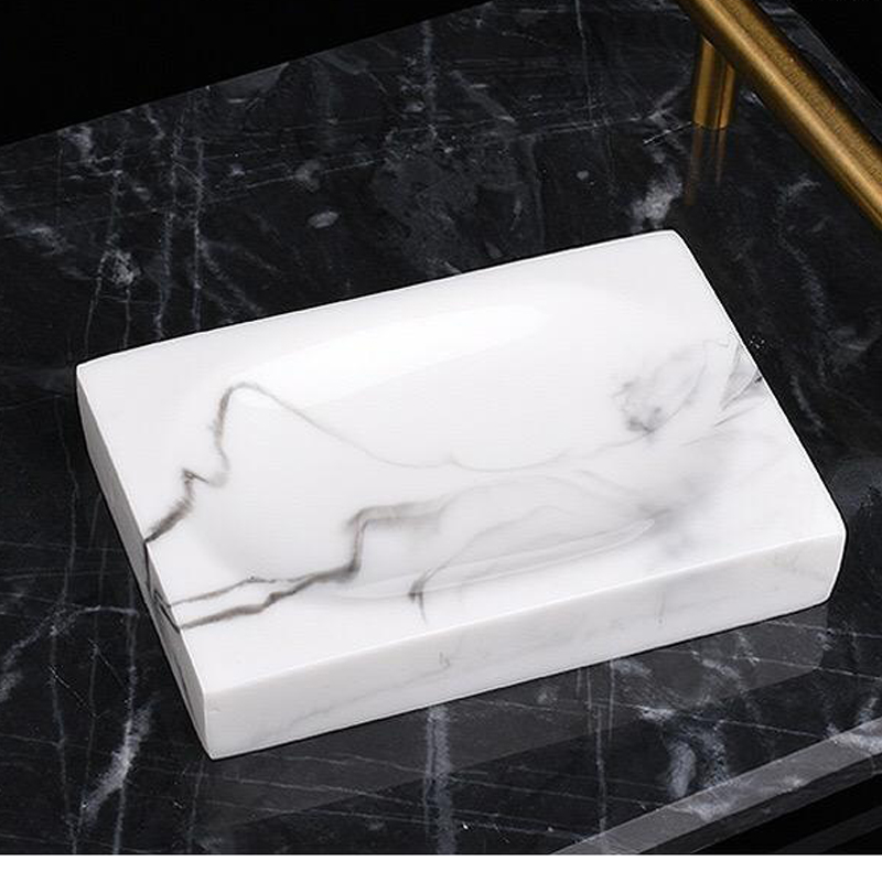 Juego de accesorios de baño de aspecto de mármol, 5 piezas, para encimera, baño, decoración de apartamento, kit de resina de imitación