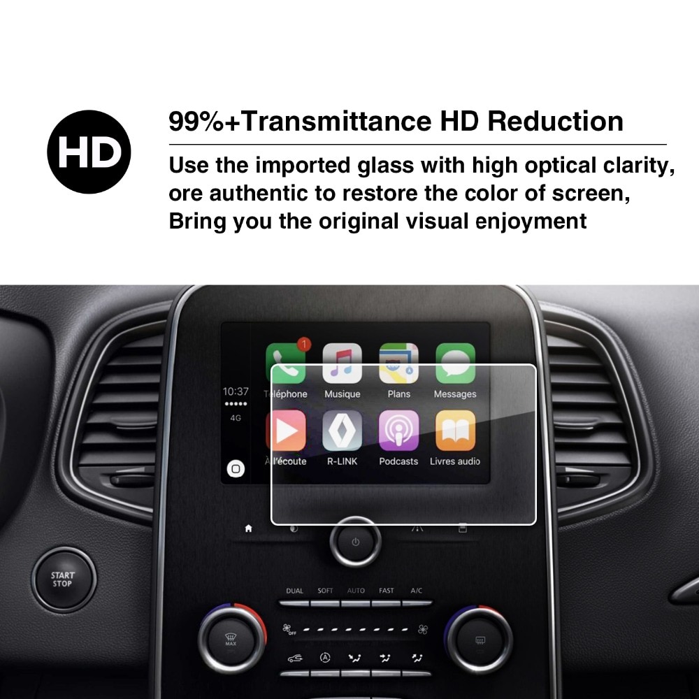 Ruiya skjermbeskytter i herdet glass for renault talisman/renault espace r-link bilnavigasjonsdisplay