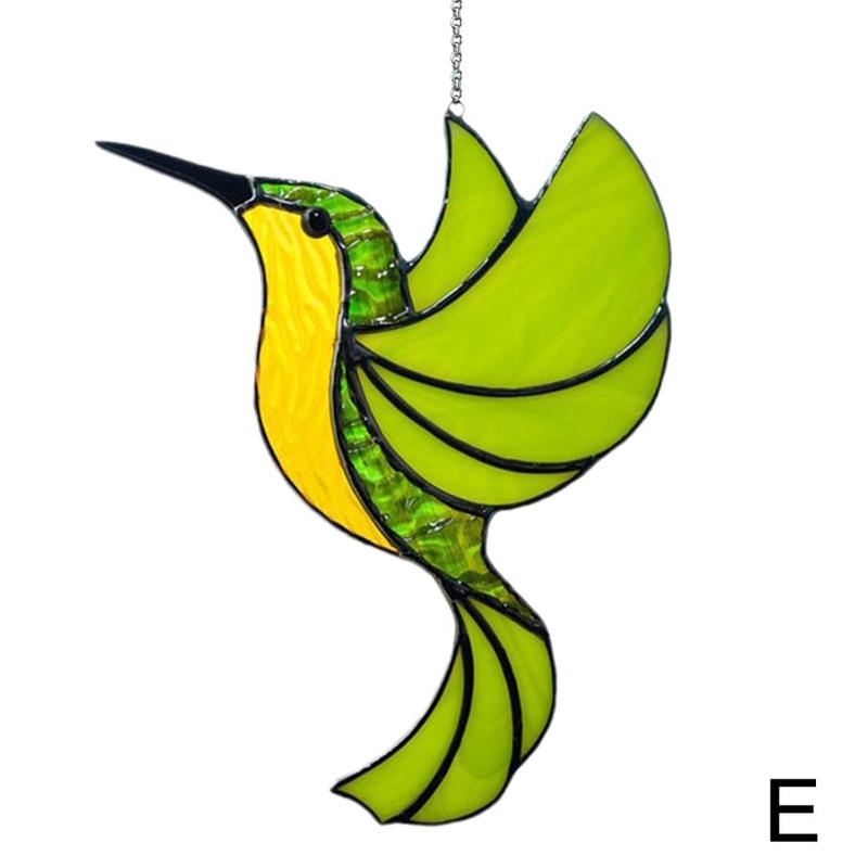 Alloy Ukrainian Stained Glass Hummingbird Collection Light Pendant Chakra Chandeliers Suncatcher Garden Ornament Crystal B5f3: green
