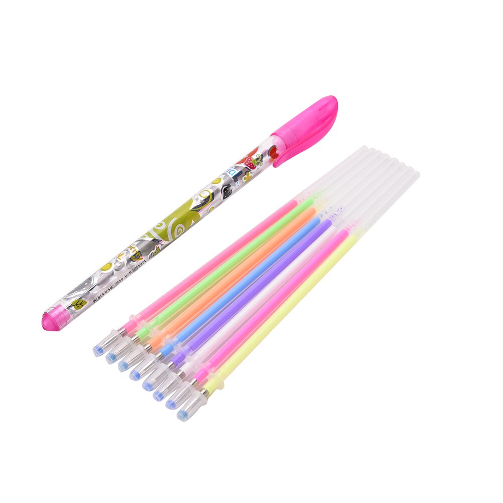 8 Stks/set Candy Kleur Markeerstift Pen Zwart Papier Fluorescerende Markeerstift Marker Pen Kantoor Schoolbenodigdheden