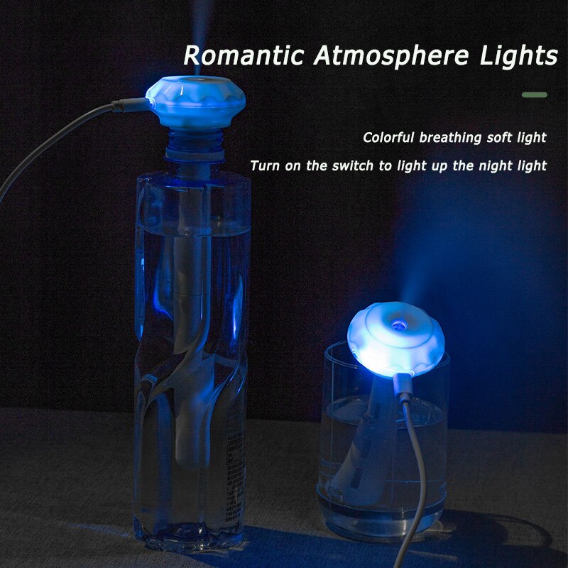 Humidificateur d&#39;air de Style parapluie USB, atomiseur purificateur hydratant, Spray, lumière nocturne bleue pour la maison, le bureau