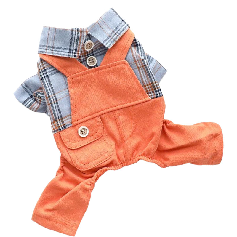 Mono con camisa a cuadros para perro y gato, mono de algodón para Primavera, traje para Chihuahua, ropa para Mascotas York, novedad