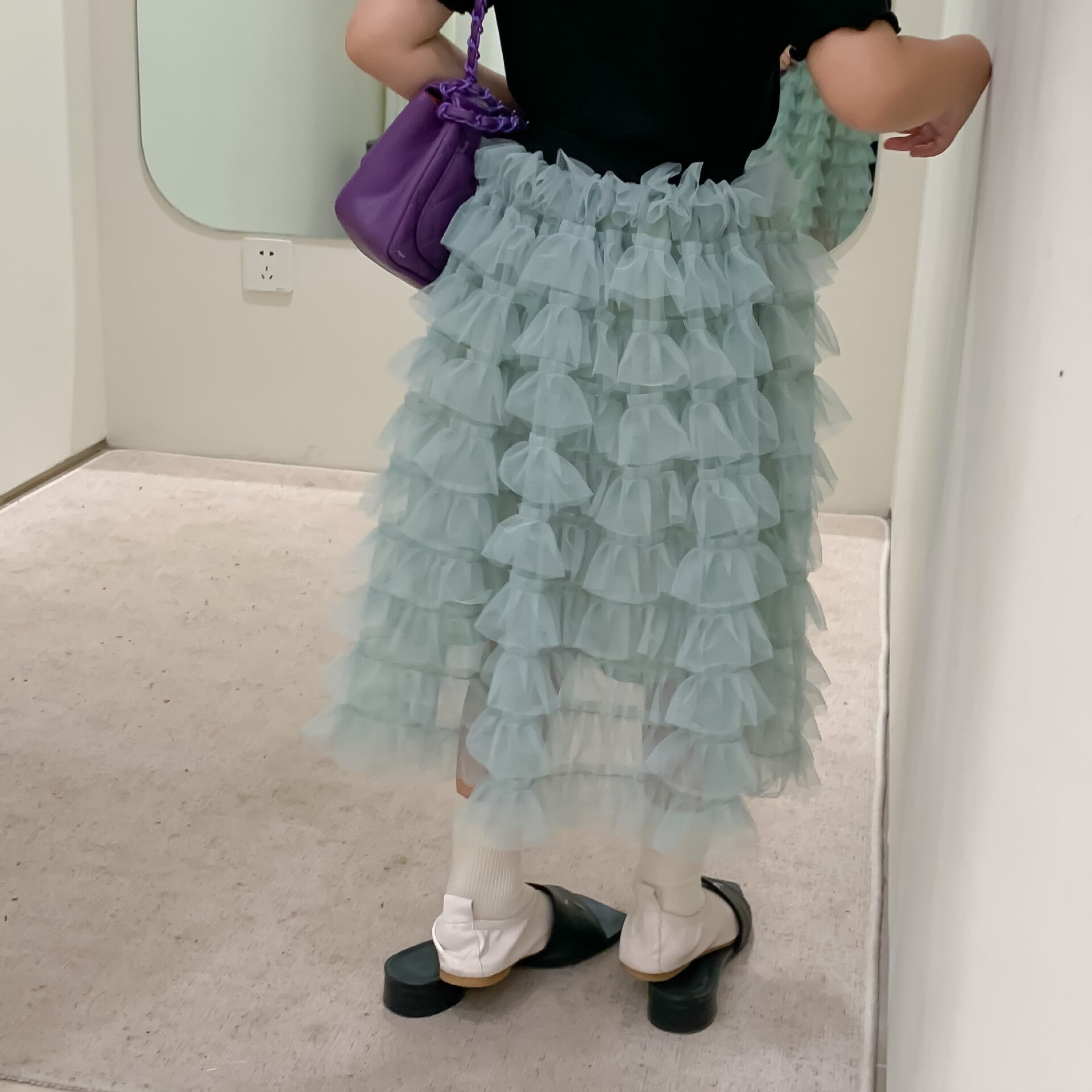 2022 estate nuovi vestiti per bambini ragazze principessa dolce torta gonne alla moda: Green / L 120-135cm  height