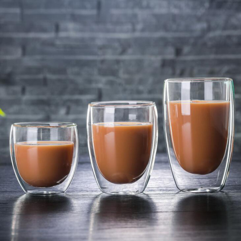 1 st espresso tekopp kaffe kopp set värmebeständig dubbel vägg glas kopp öl handgjord öl mugg te whiskyglas koppar
