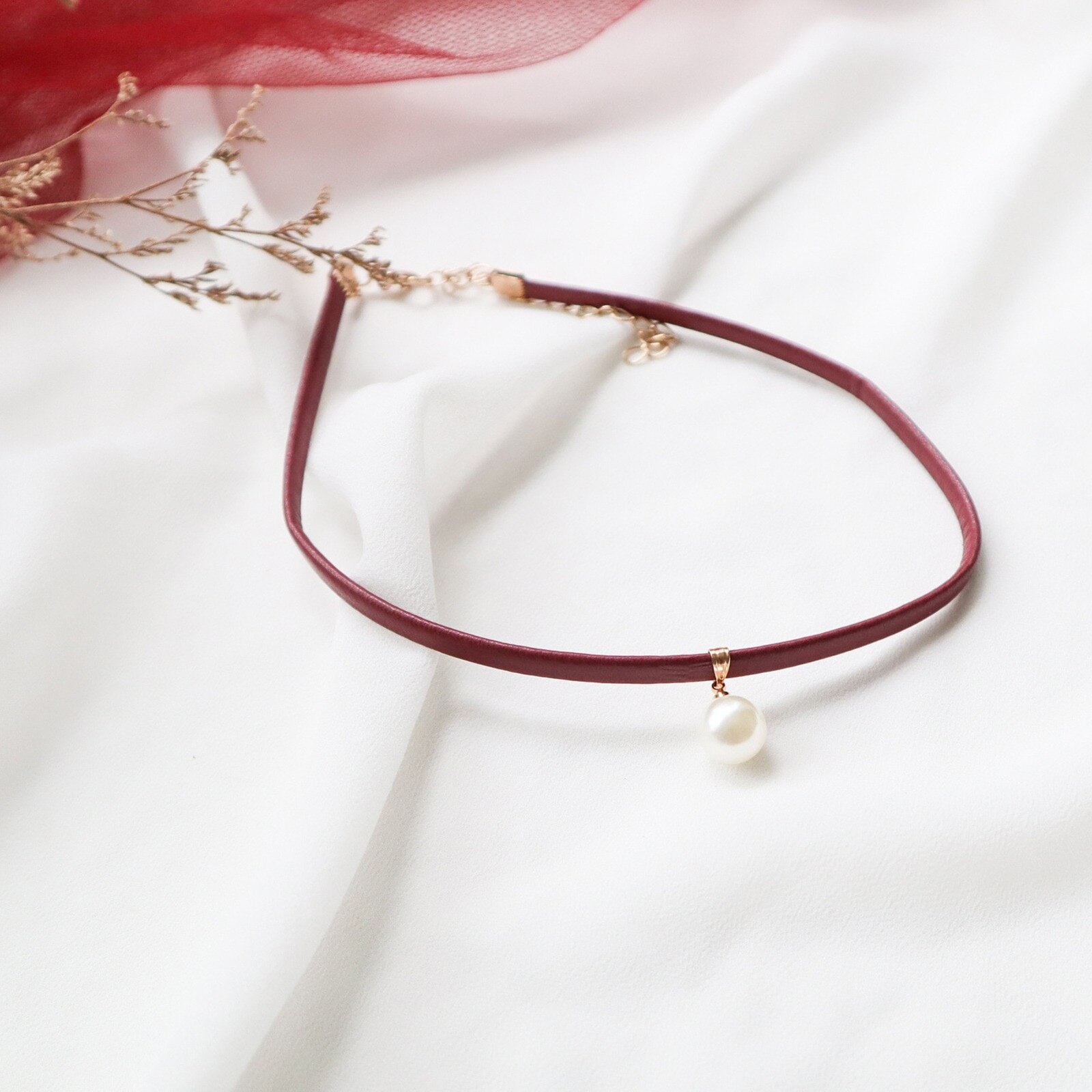 Doreen Box Velvet Choker Necklace Wine Red Rose Flower Crane Pendants Women Collar Chains Party Club Girls Jewelry,1PC: 12