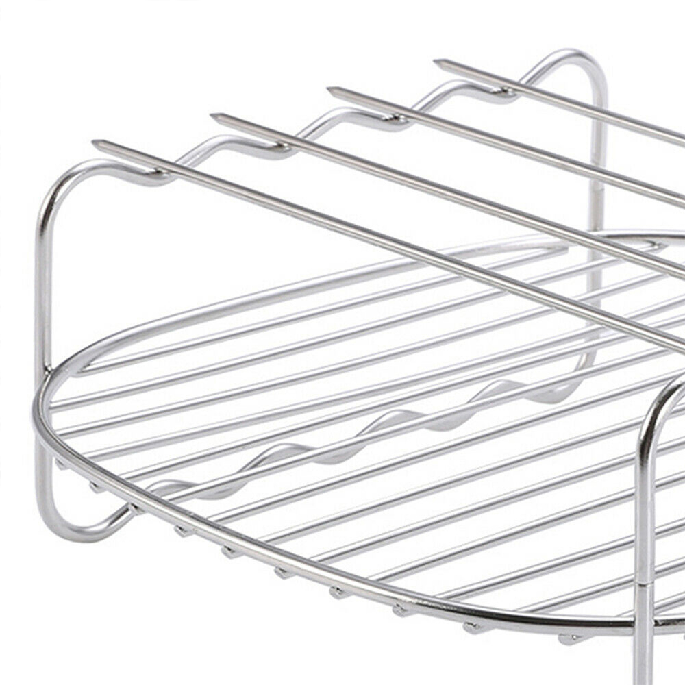 BBQ Rack Air Fryer Holder Stainless Steel Double-deck Skewers Home Replacement Baking Tray Barbecue BBQ Rack 3