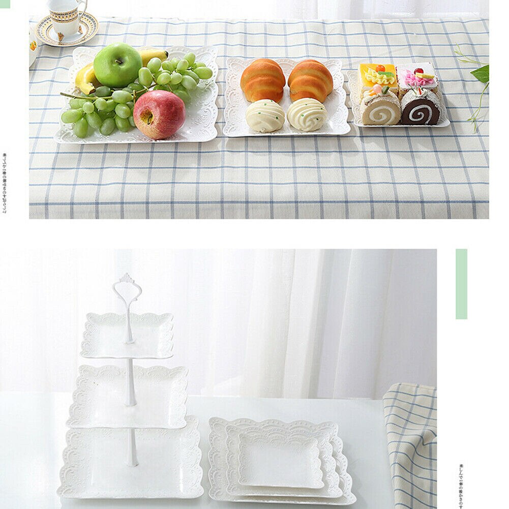 3 Tier Plastic Cake Stand Afternoon Tea Wedding Plates Party Tableware Bakeware Cake Shop Three Layer Cake Rack Storage Tray