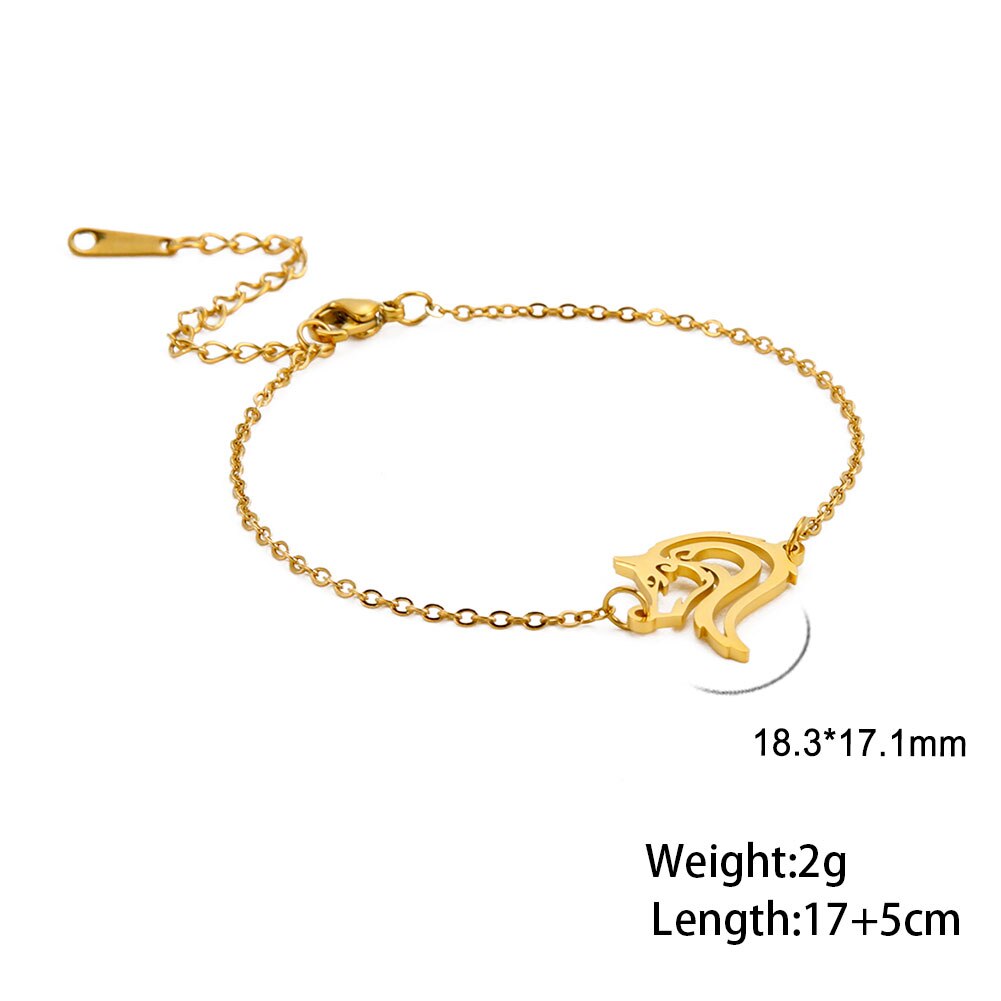 Cazador de cabeza de Lobo para mujer, pulseras de mano de acero inoxidable, joyería, amuleto de tótem fresco, de San Valentín al por mayor 2022: Gold Color