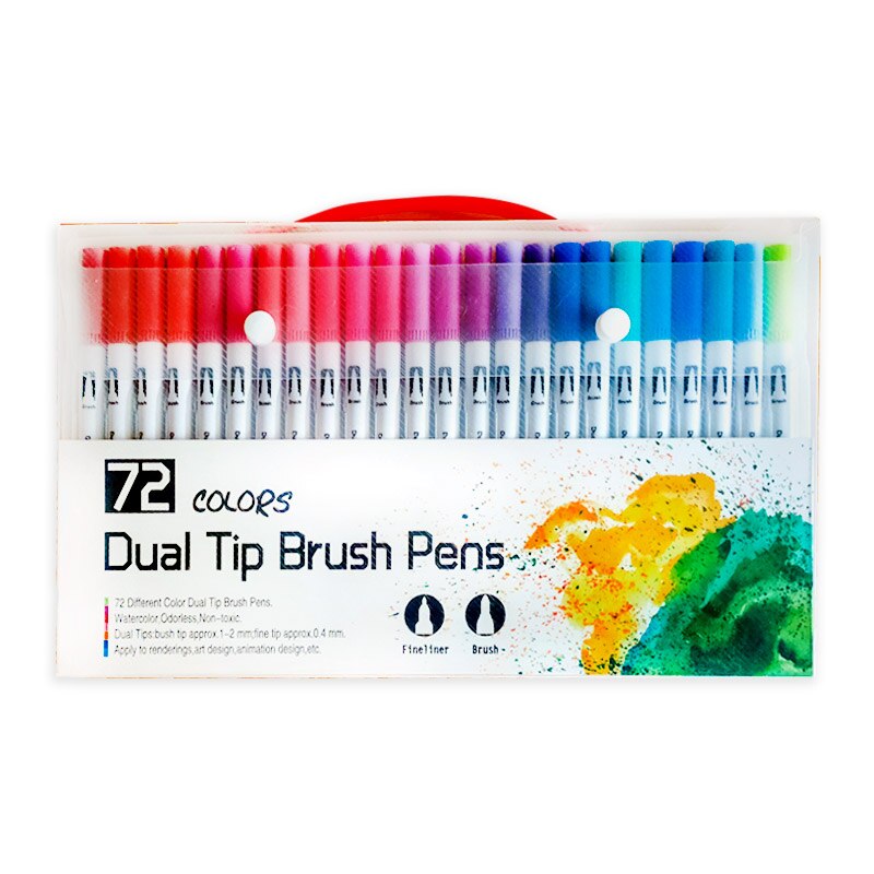 100 farver kunstmarkører dobbelt tip farvelægning pensel fin liner farve vandmarkør skoleartikler til tegning af farvebog: 72 farver hvid
