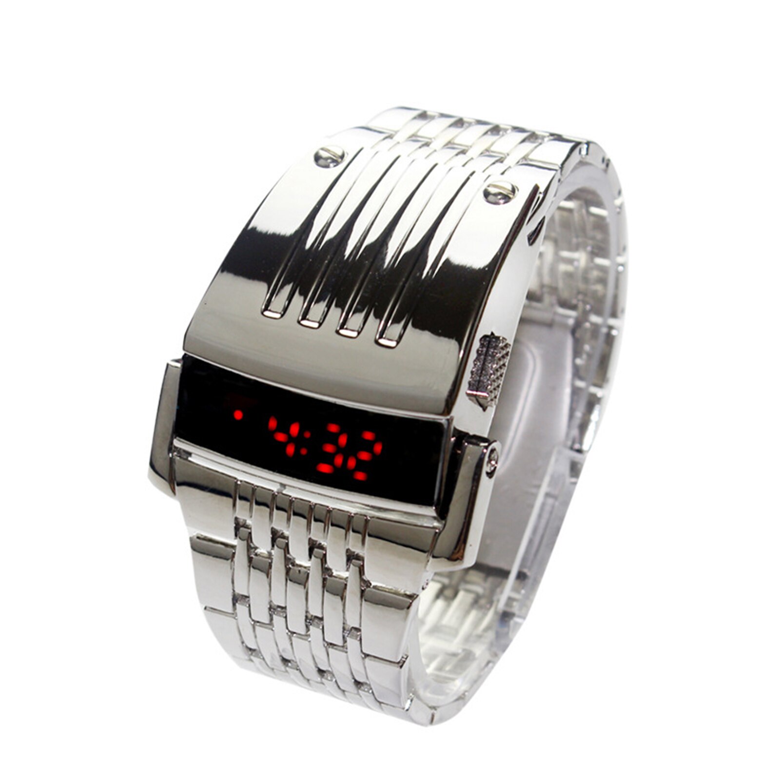 Men's Binary LED Digital Wrist Watch Father's Day FOU99: Silver
