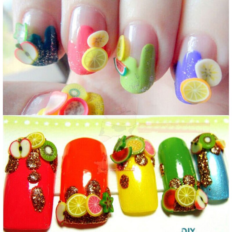 1000 stk/pose gør-det-selv krystal mudder tilbehør legetøj til børn piges gør-det-selv nail art skønhed tilbehør barn foregive frugt skiver legetøj