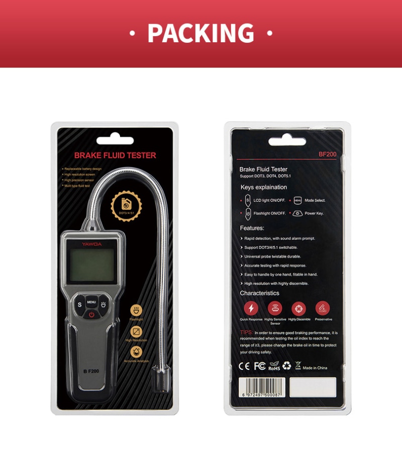 BF200 Car Brake Fluid Tester Universal Automotive Oil Liquid Testing Tool Car Diagnostic Tool Brake Oil Testing Tool