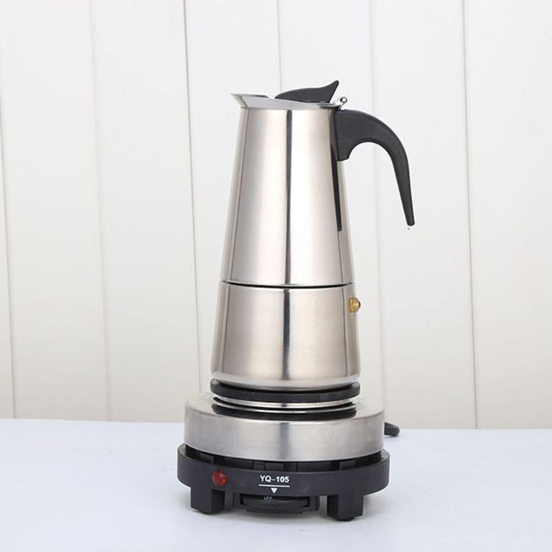 4/6Cup Coffee Maker Pot Espresso Latte Percolator Electric Stove Home Office Kitchen Supplies