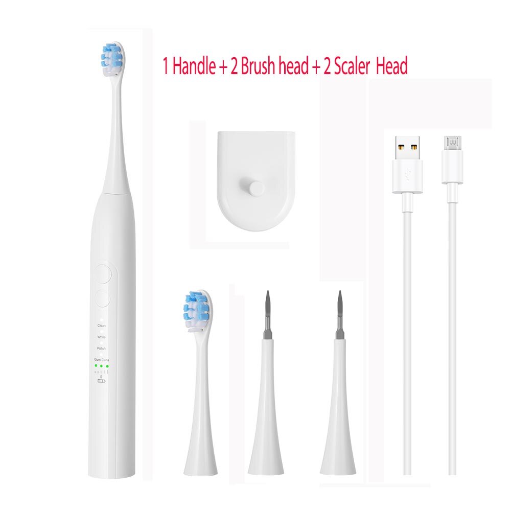 Sonic elektrisk tannbørste oppladbar brosse en tannbørste ultrasonisk ansiktsrensebørste erstatning tannskalerhode: Svart