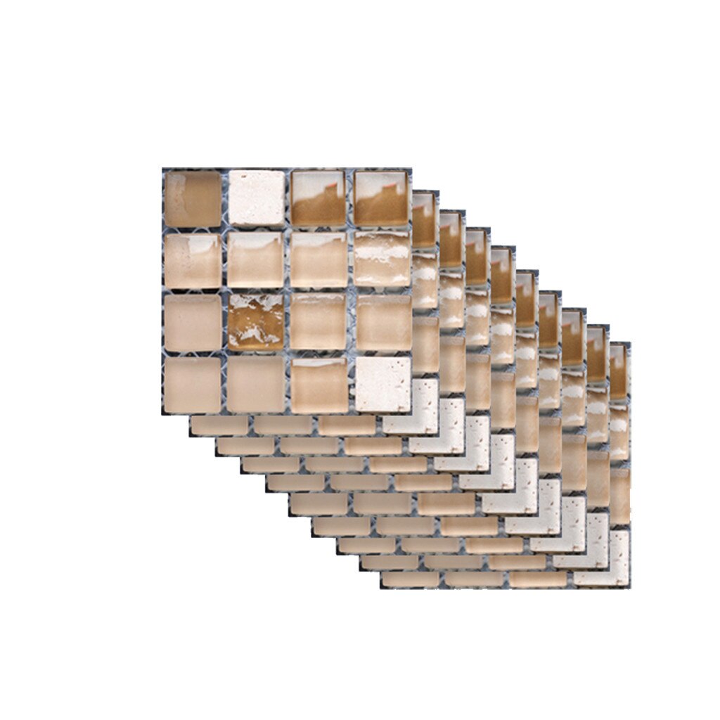 10 stk mosaikvæg fliser skræl og stick selvklæbende backsplash diy køkken badeværelse hjem væg klistermærke vinyl badeværelse 3d #w3: D