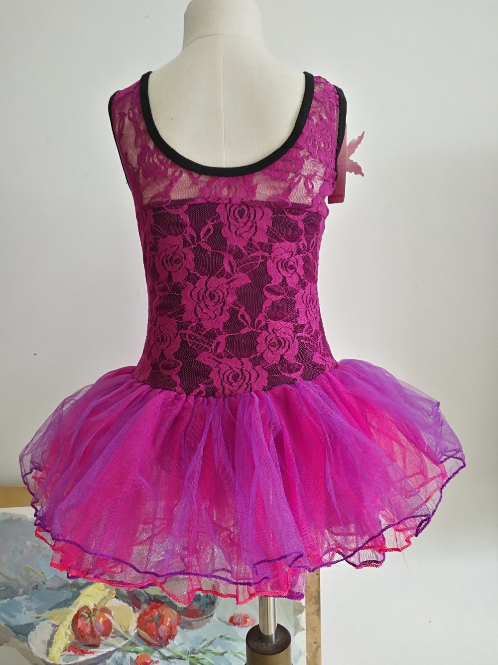 Purple Lace Ballet Clothes Children Sleeveless Ballet Dance Costume Kids Discount Ballet Dancewear Sweet Ballet Dress For Girls