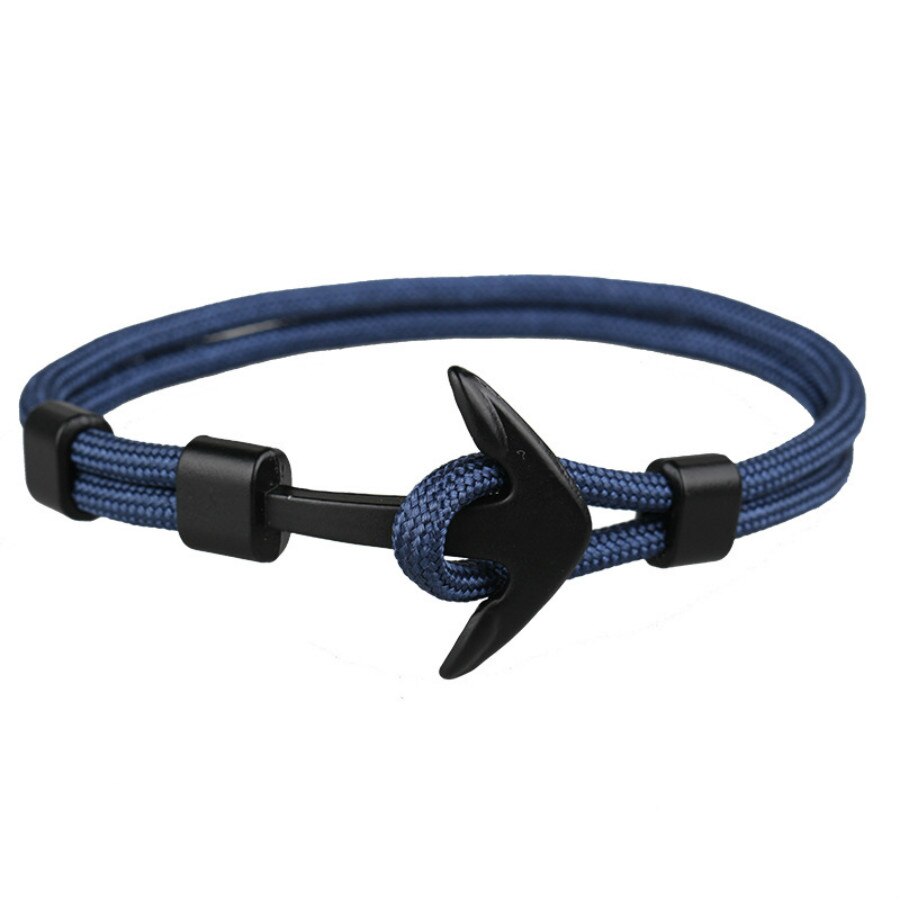 Black Color Anchor Hologram Bracelets Men Survival Rope Chain Paracord Bracelet Metal Sport Hooks