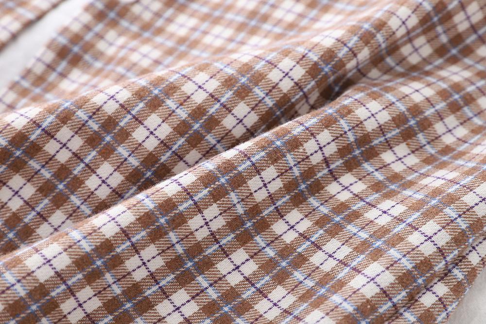 Hsa dam vintage rutig blus turn down krage dam lila skjorta chica kläder långärmad knapp kvinnliga blusas toppar