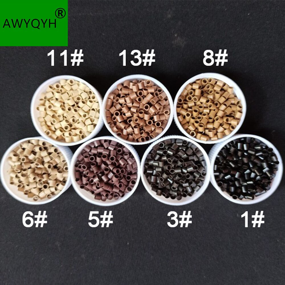 3.0 x 2.4 x 3.0mm mini kobberrør mikroringer perler koblinger til hårforlengelsesverktøy
