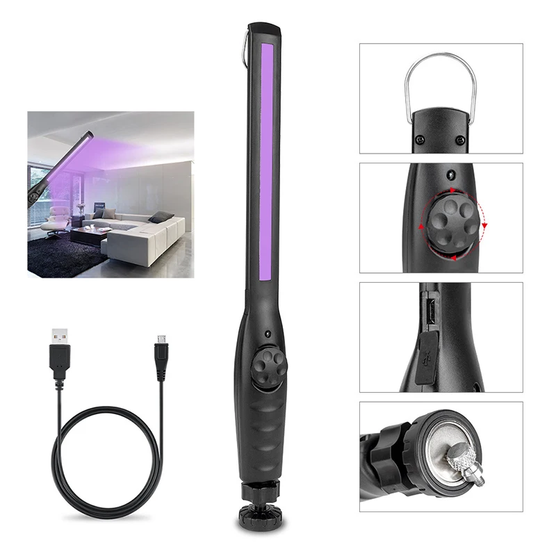 Lámpara esterilizadora UV recargable para el hogar, lámpara bactericida de desinfección ultravioleta UVC, limpiador de lámpara germicida UV-C, 30 LED