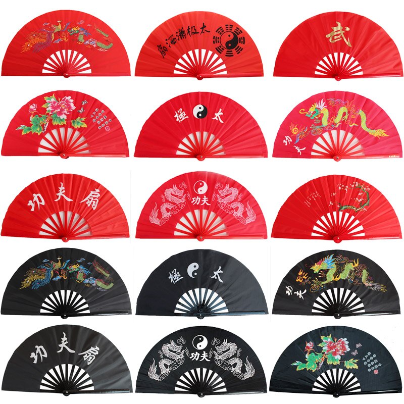 Éventail Kung fu Tai chi en bambou de 33cm, haut de gamme, main droite, Arts martiaux, produits Wushu